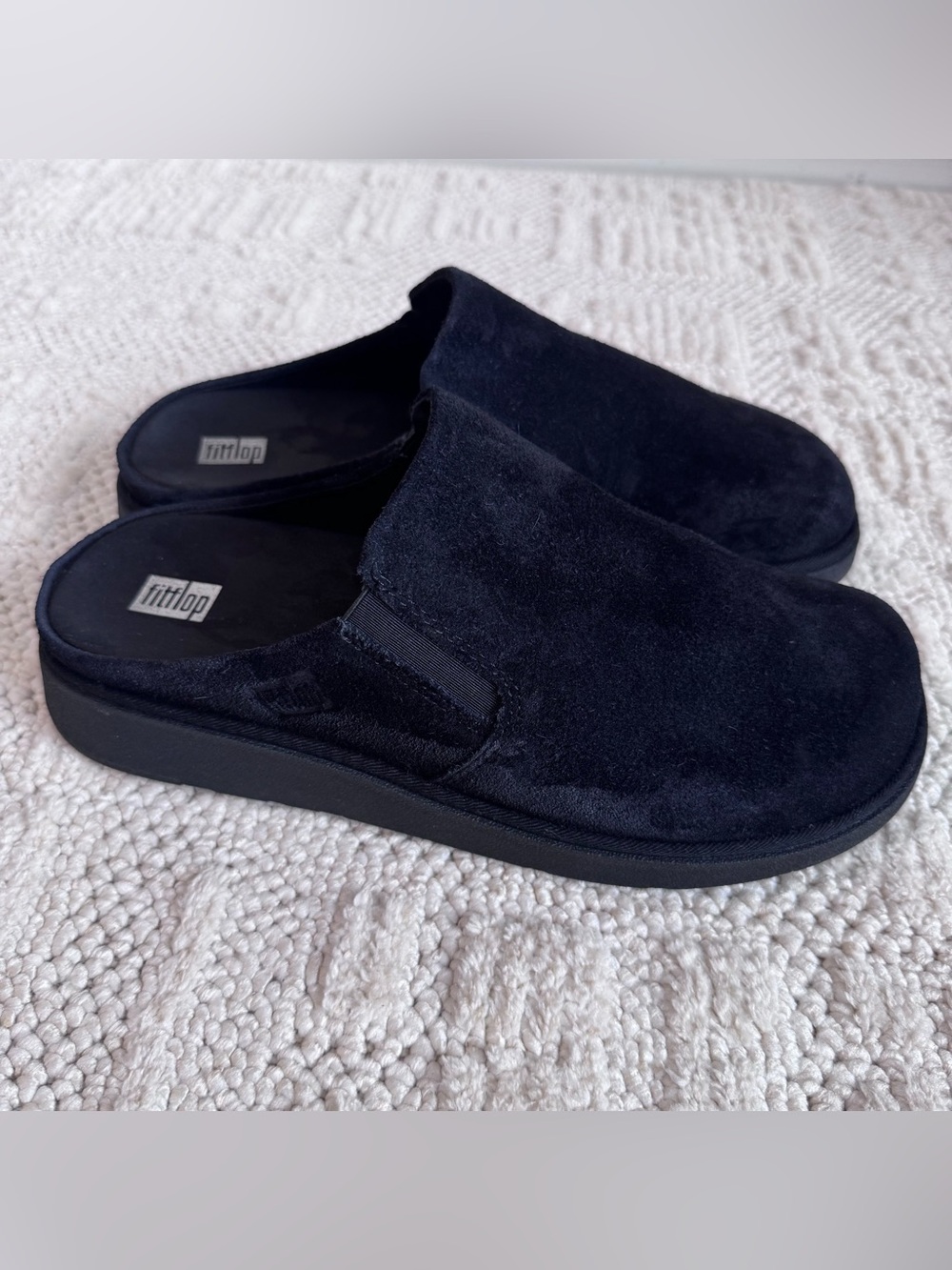 FitFlop Gen-FF Black Suede Elasticated Mule Clogs Women's Size US 9 EU 41